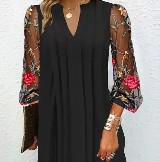 Margaret | Elegant Mini Dress With Sheer Sleeves