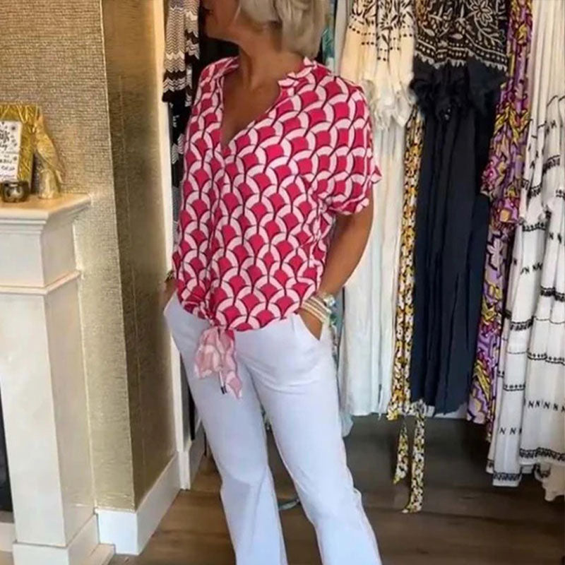 Grace | Short Sleeve Blouse with V Neckline