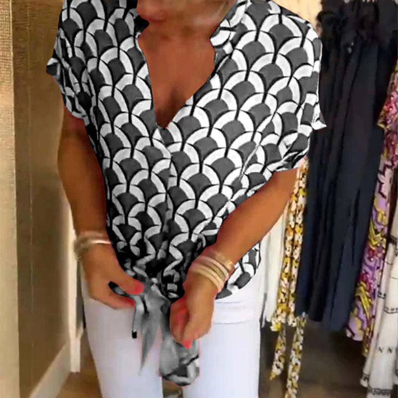 Grace | Short Sleeve Blouse with V Neckline