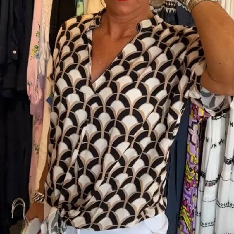 Grace | Short Sleeve Blouse with V Neckline