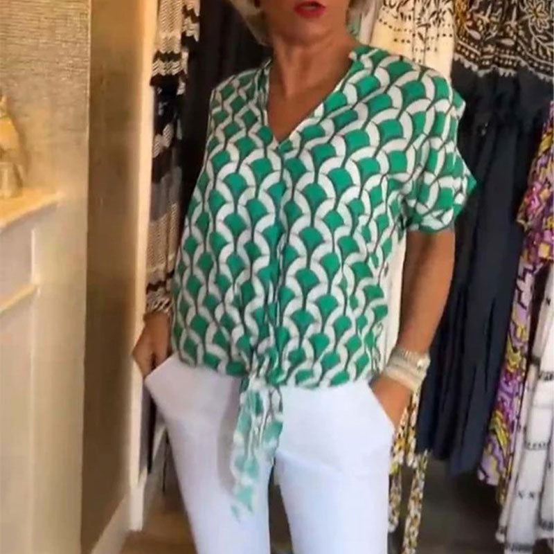 Grace | Short Sleeve Blouse with V Neckline