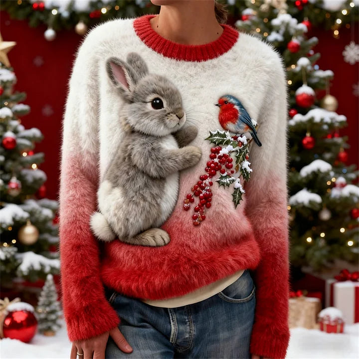 Brooklyn | Plush Sweater With a Christmas Rabbit