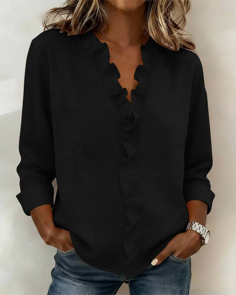 Sarah | Elegant long-sleeve blouse with V-neck