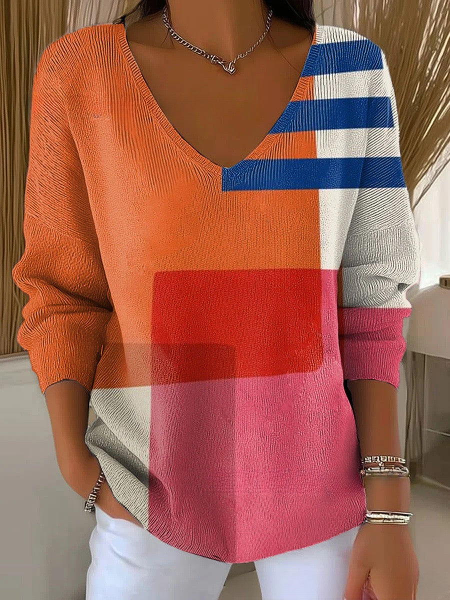 Georgia | Colorful Sweater with V-Neck