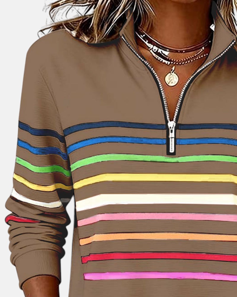 Alicia | STRIPED ZIP HOODIE