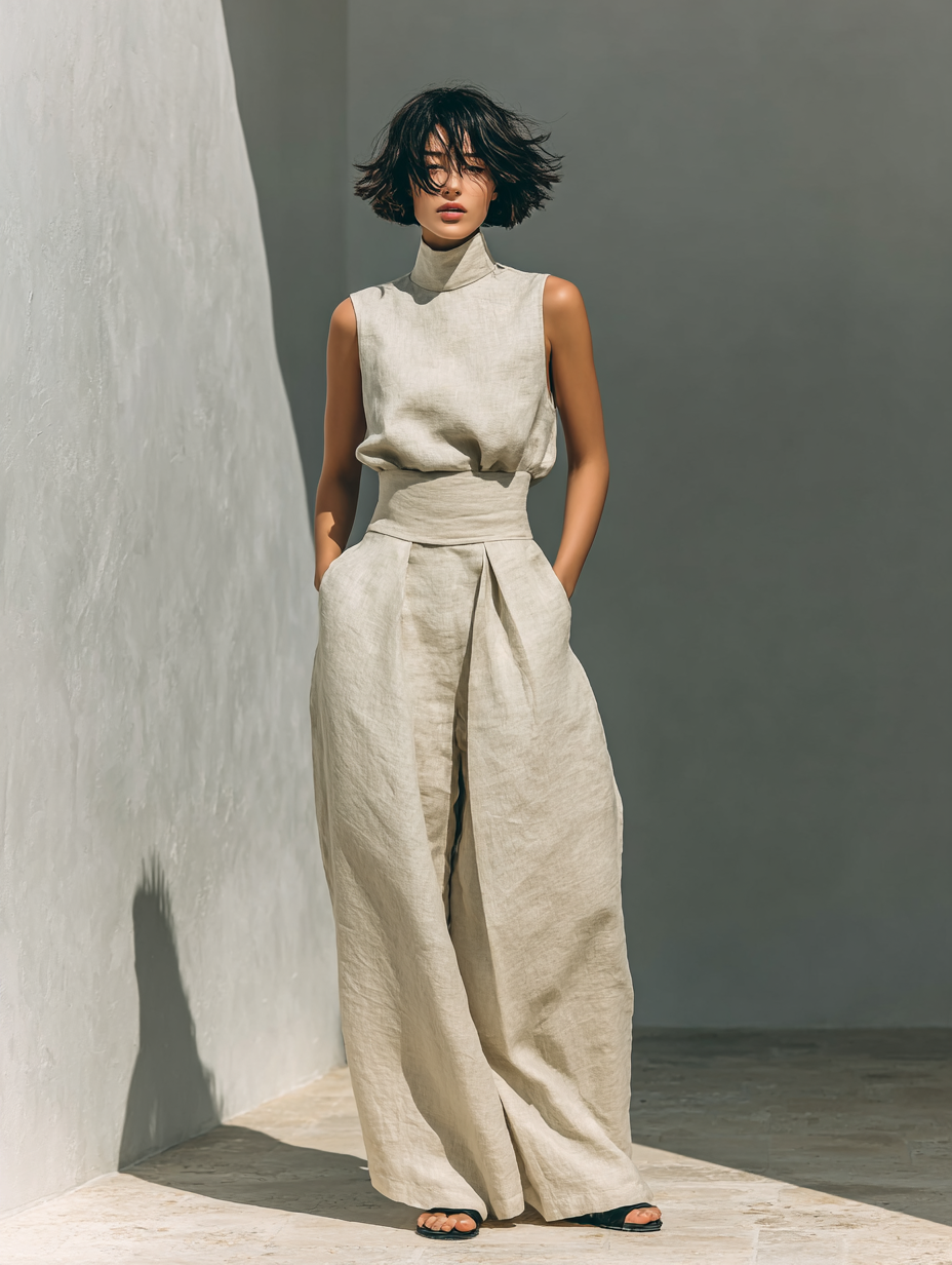 Freya | Sleeveless Blouse And Wide Leg Pants Set