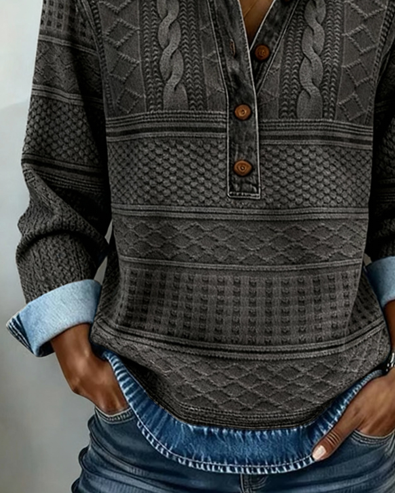 Goldie | Stylish Sweatshirt with Fold and Half Button