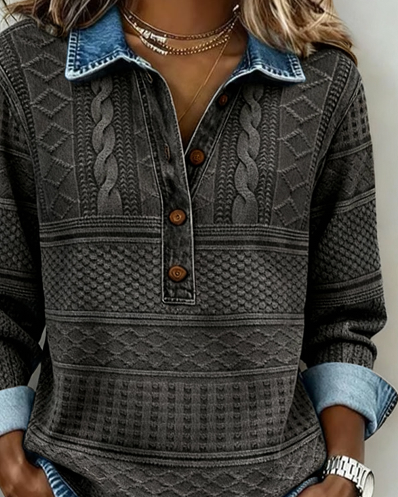 Goldie | Stylish Sweatshirt with Fold and Half Button