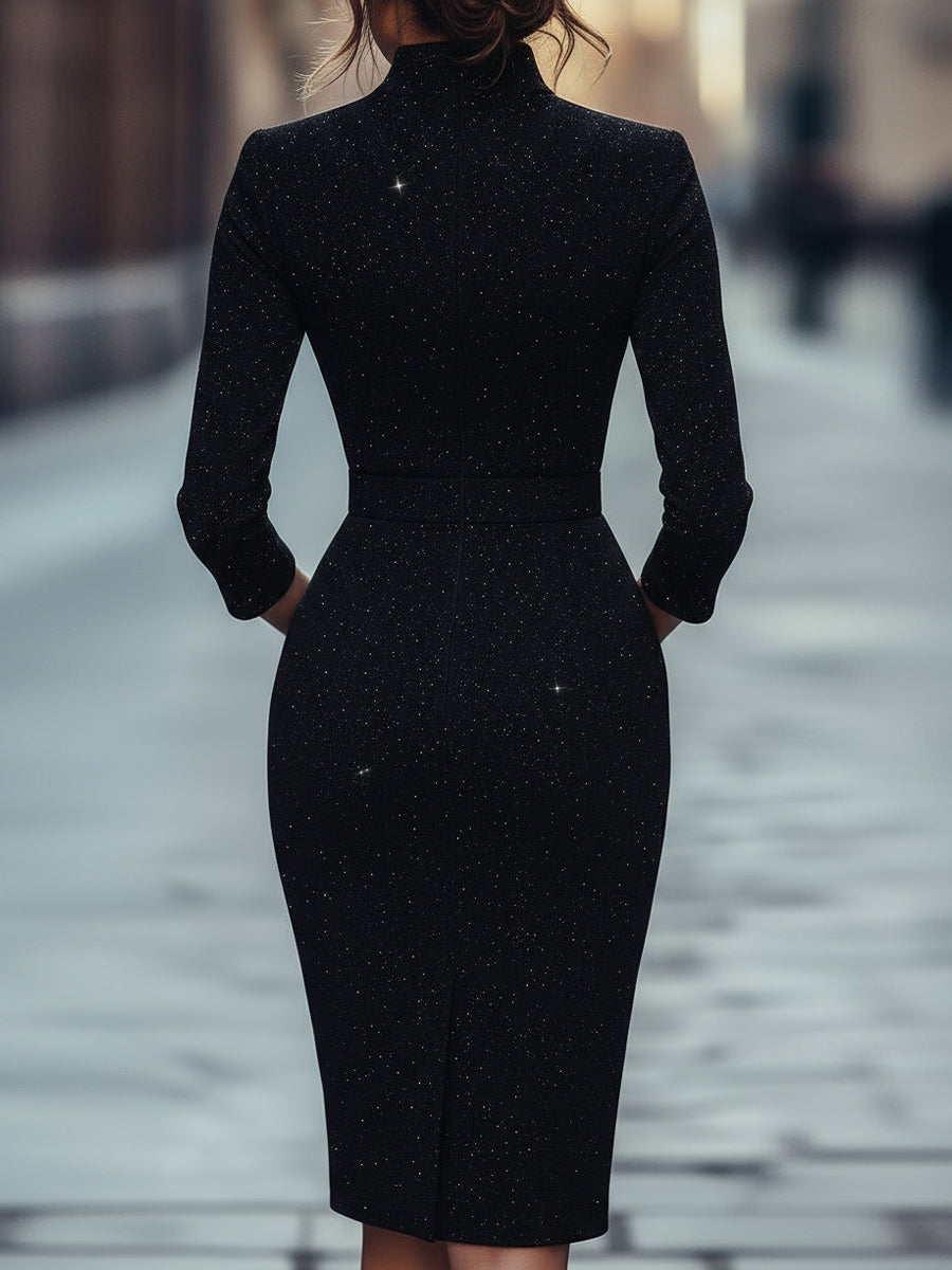 Camille | Black Belted Sheath Dress