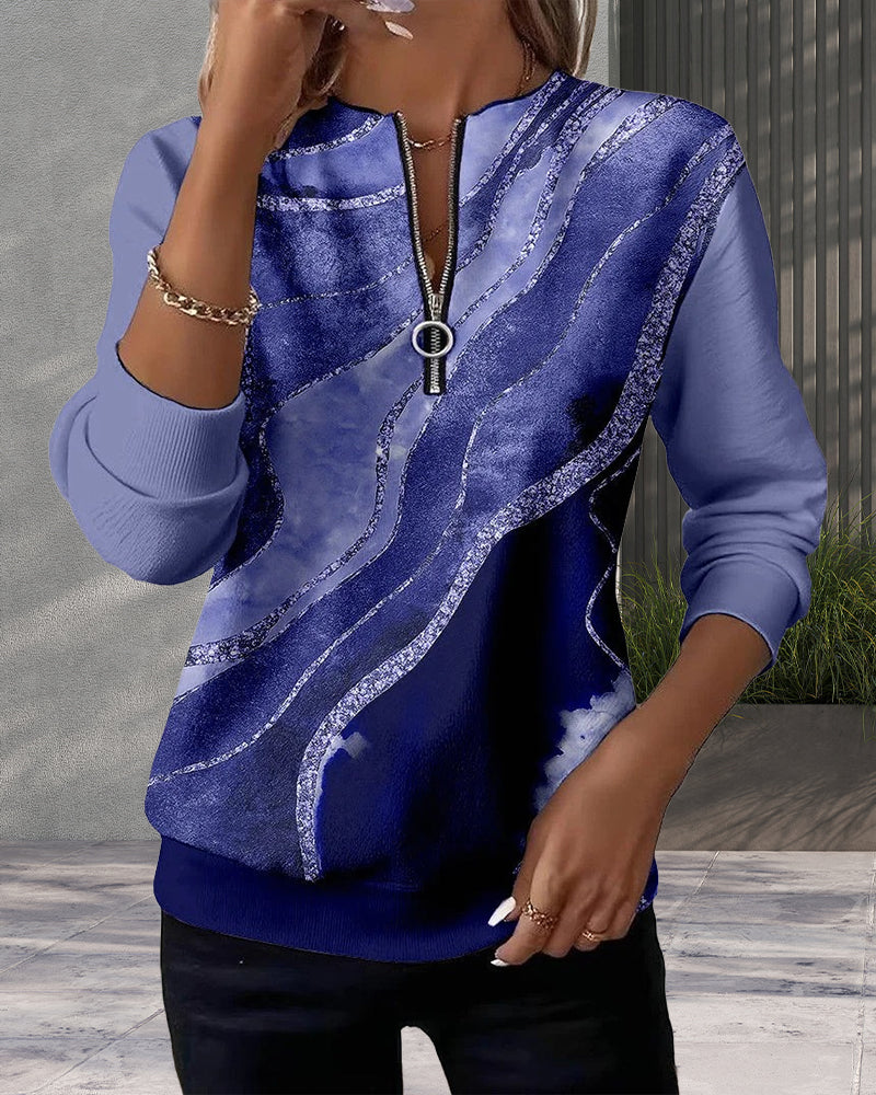 Leah | Half-Zip Sweatshirt with Vintage Print