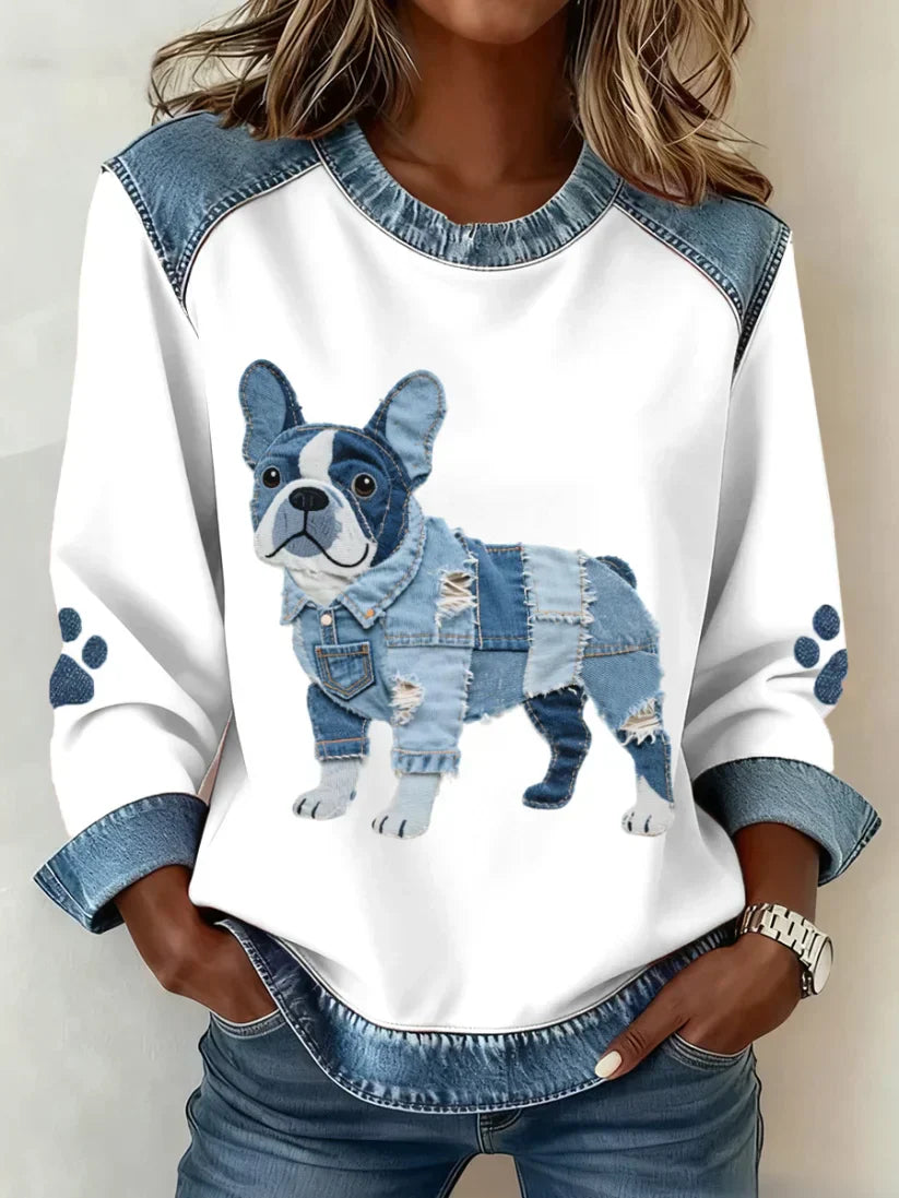 Bria | Sweatshirt with Dachshund Prints and Patchwork