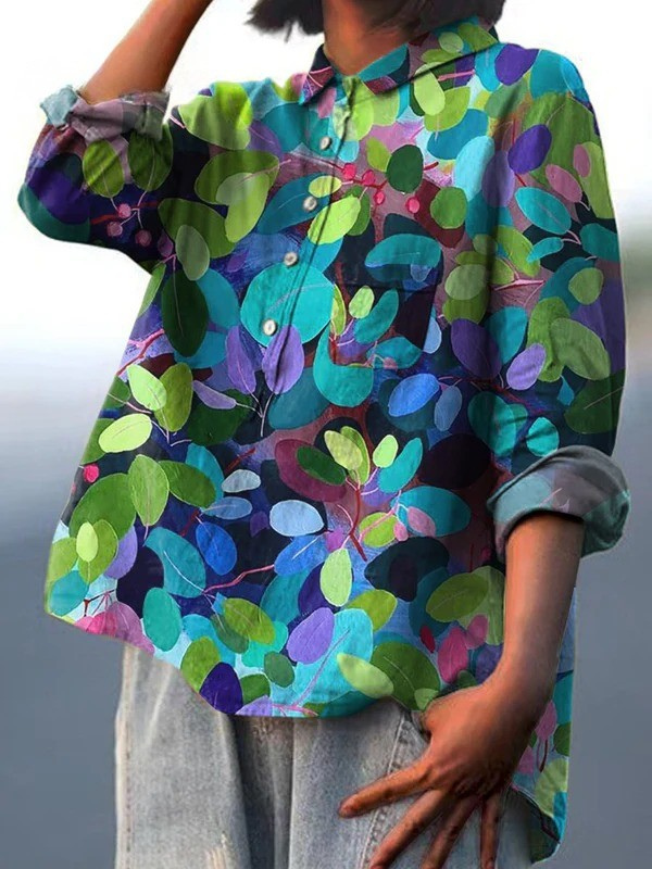 Nancy | Summer Forest Art Printed Women's Casual Shirt