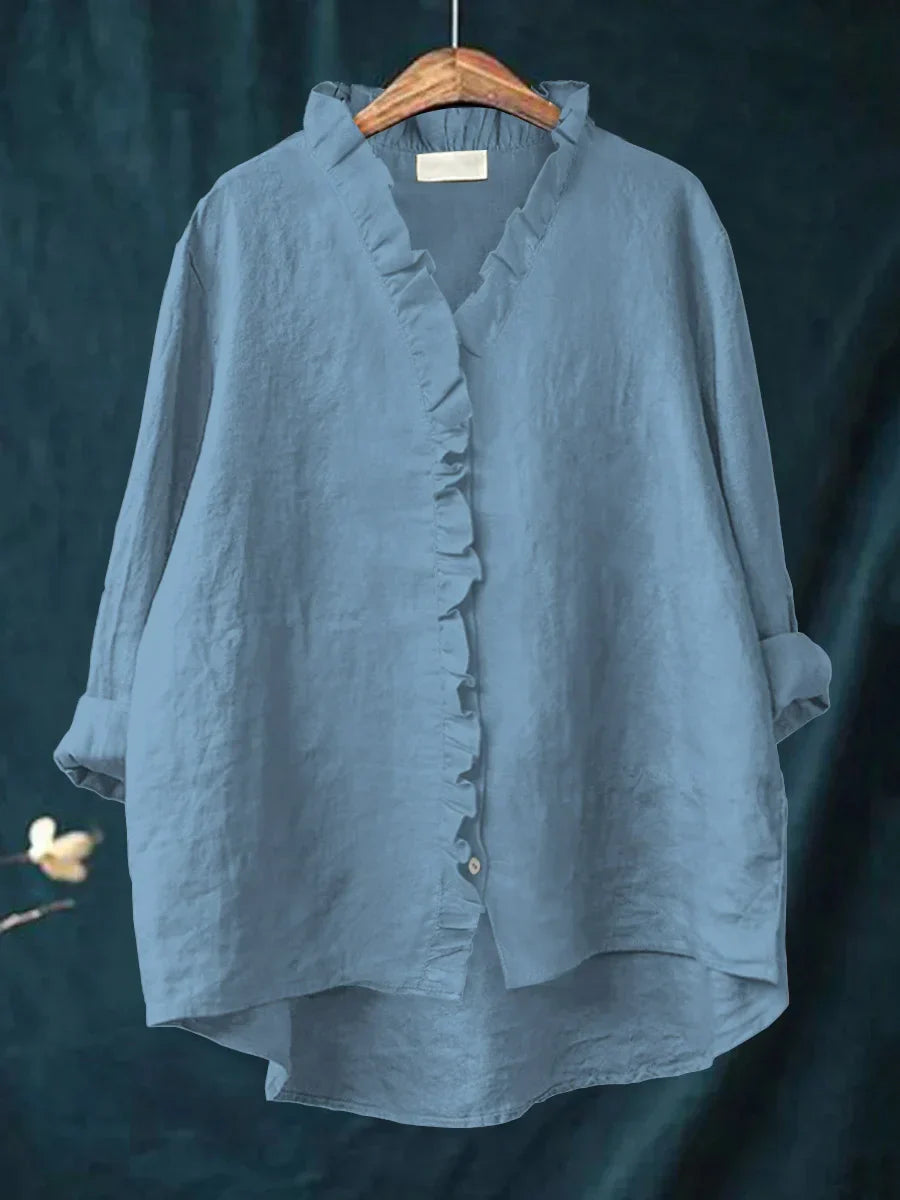 Lily | Casual Shirt with Ruffles in Cotton and Linen