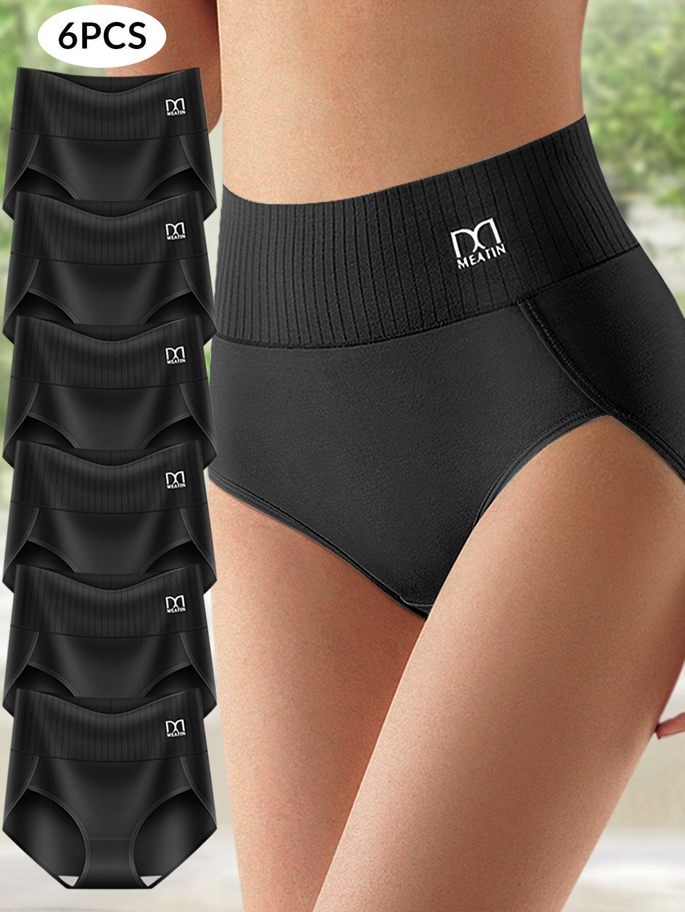 Shaplex | 6-Pack Breathable and Comfortable High-Waisted Panties with Tummy Support