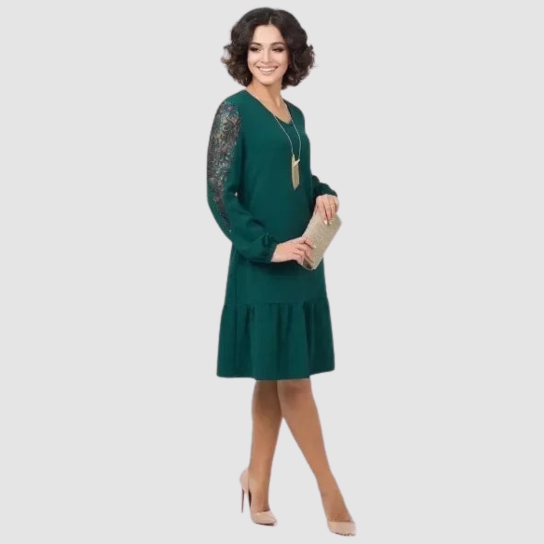 Mila | Lace-Sleeve Midi Dress