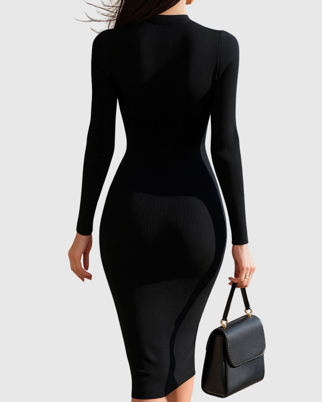 Corinne | Zip-Front Ribbed Midi Dress