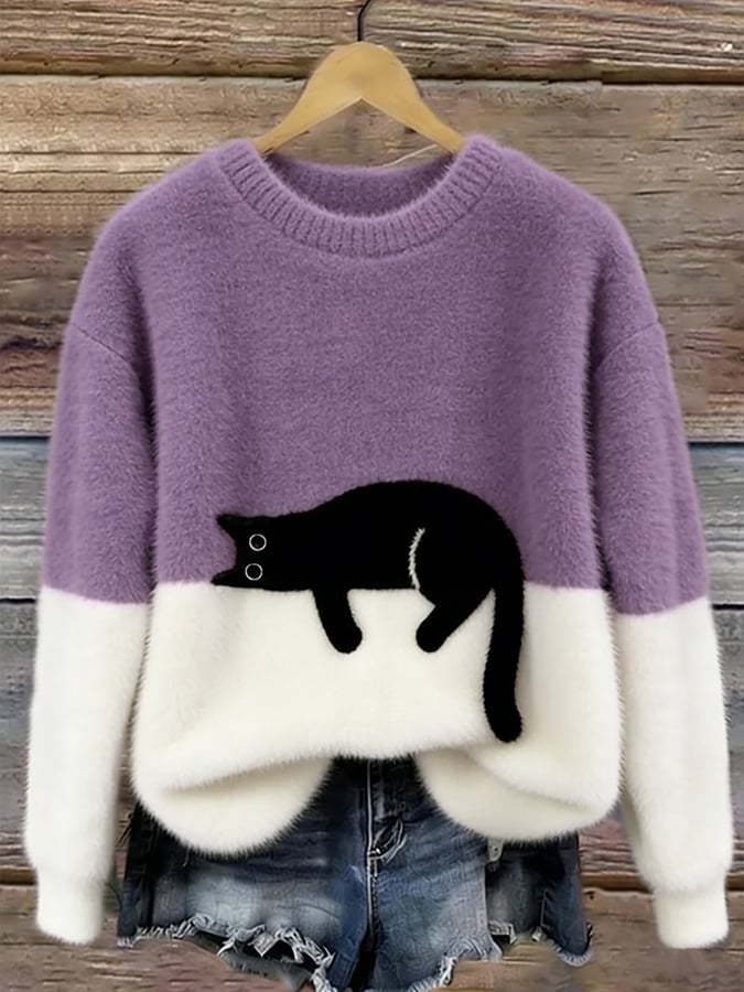 Julia | Women's Sweatshirt with Cat Graphic