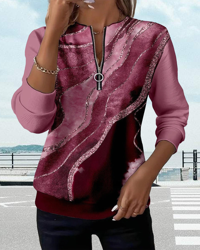 Leah | Half-Zip Sweatshirt with Vintage Print