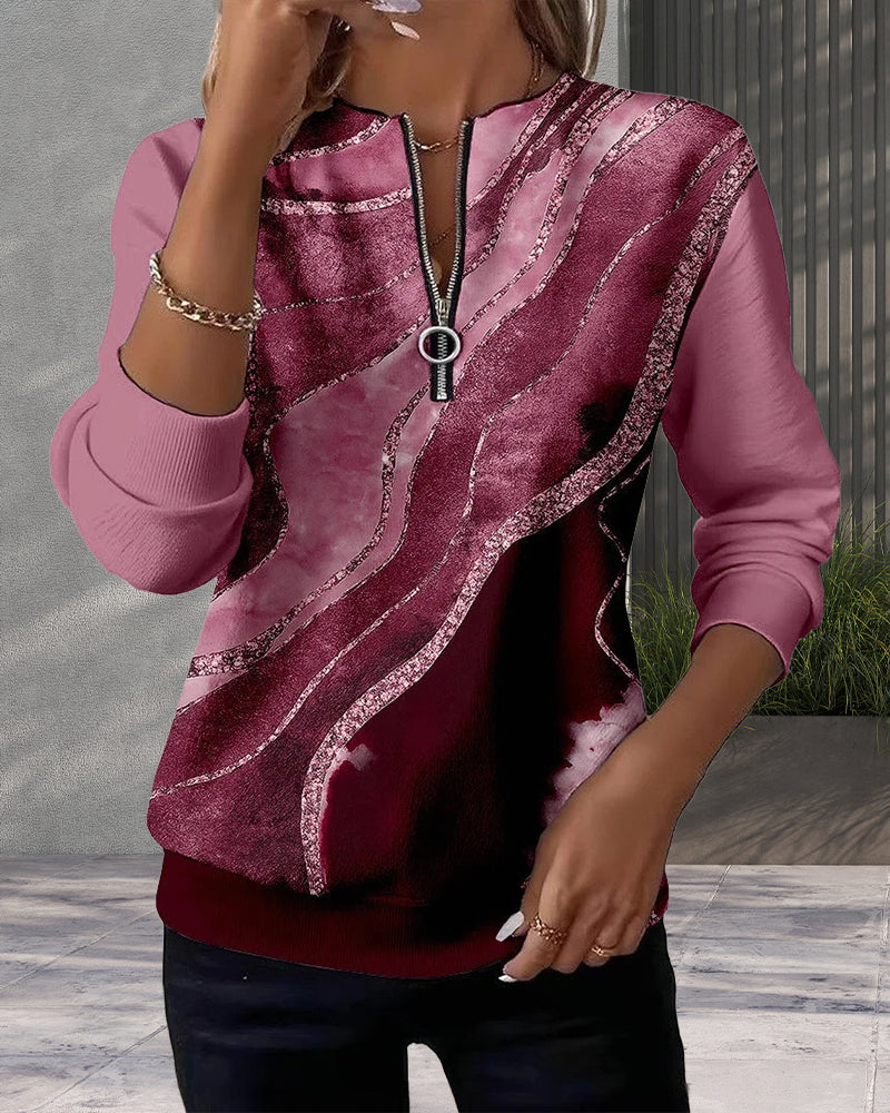 Leah | Half-Zip Sweatshirt with Vintage Print