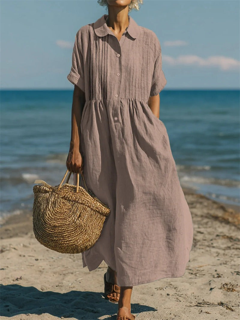 Delilah | Elegant, Loose Cotton Shirt Dress