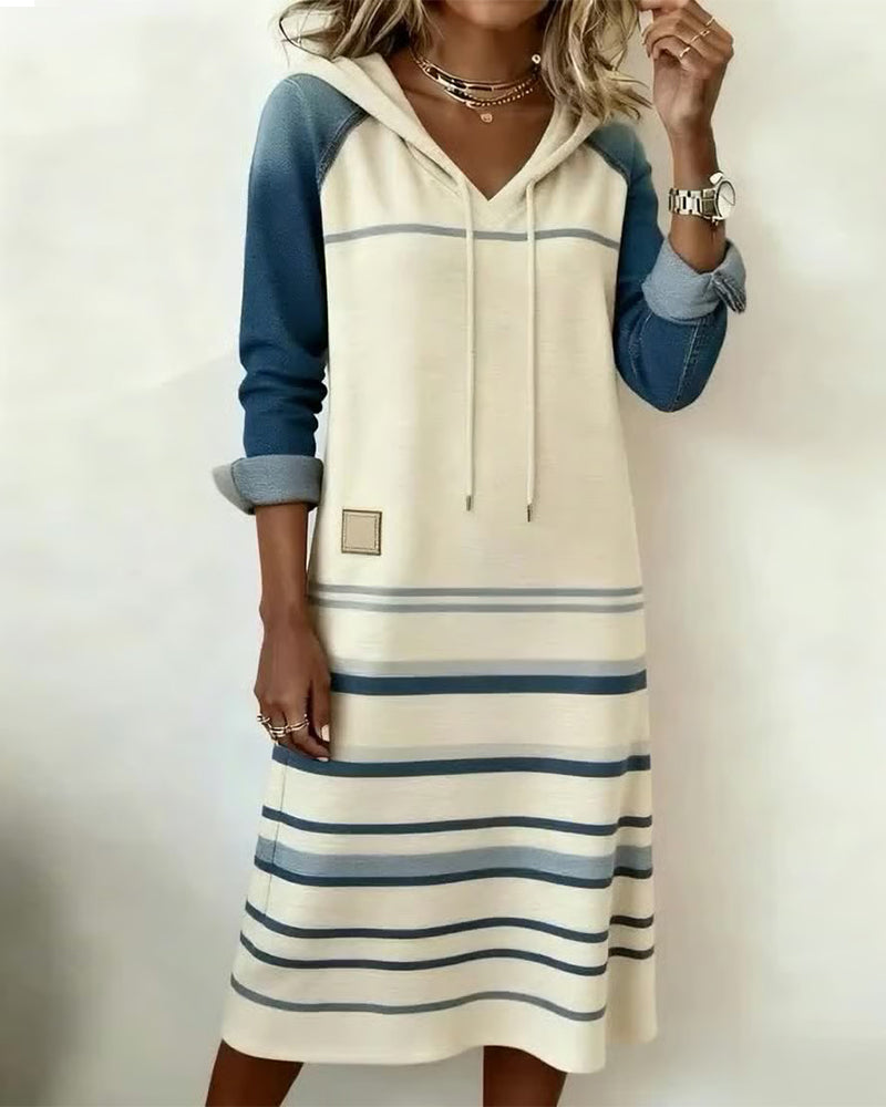 Natalie | Striped Hooded Dress with Color Mixing