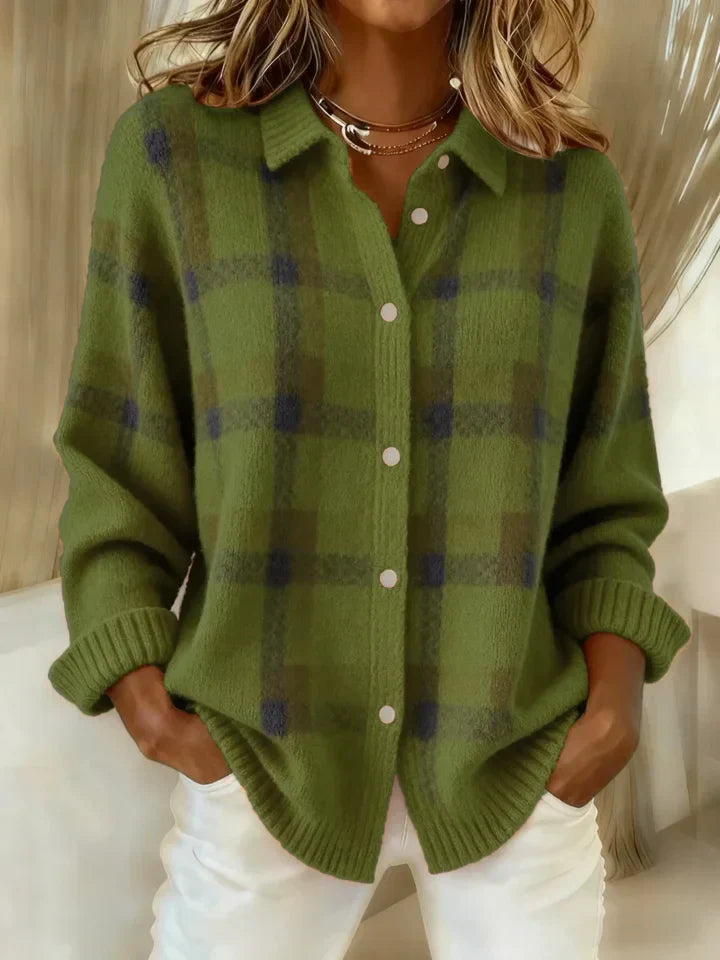 Noelle | Casual Contrast Checkered Retro Sweater