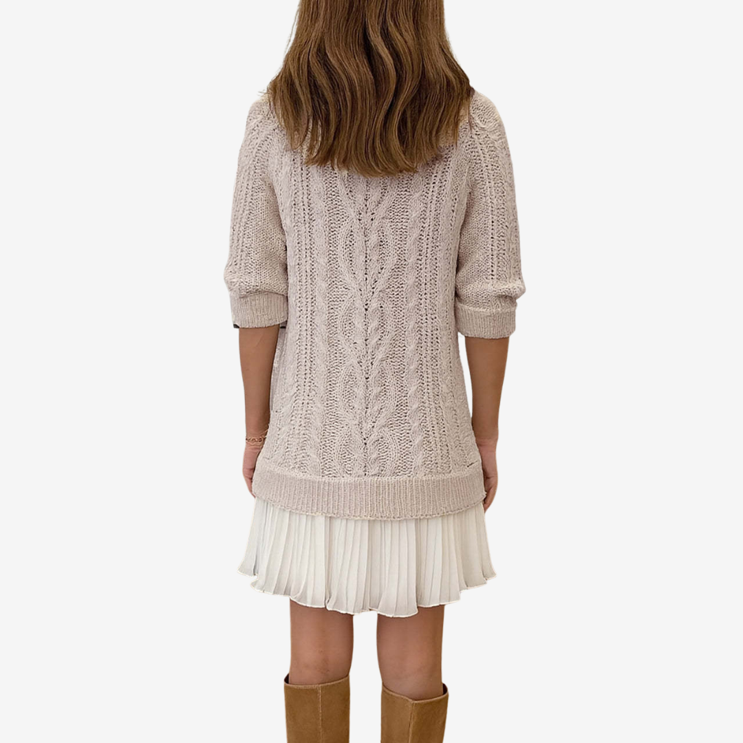 Ashley | Knit Sweater Dress with Pleated Skirt