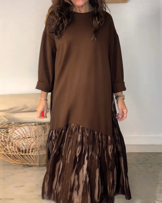 Reese | Round Neck Dress with Irregular Patchwork Pattern