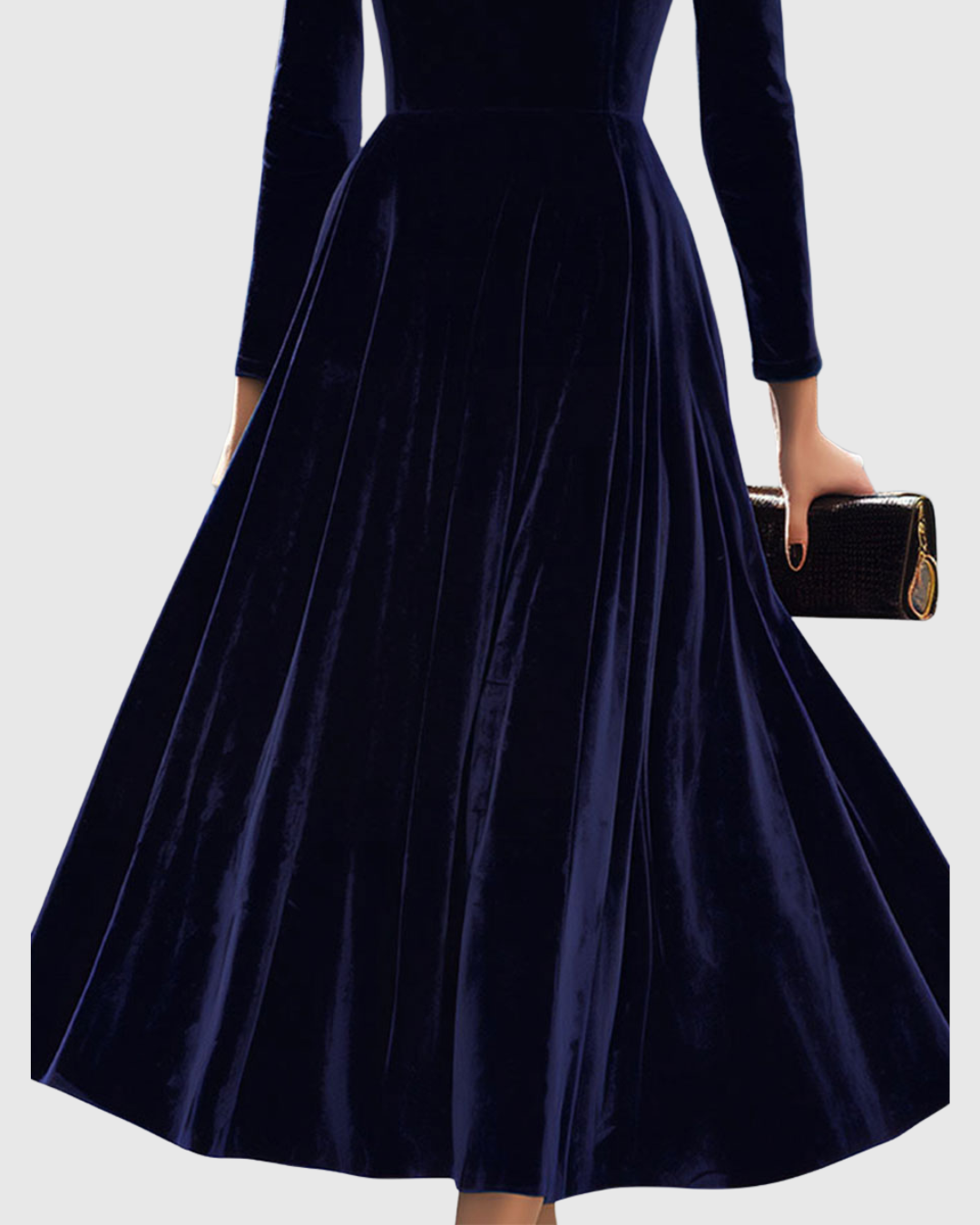 Liora | Navy Long-Sleeve Midi Dress