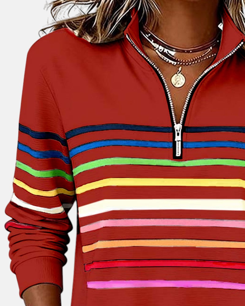 Alicia | STRIPED ZIP HOODIE
