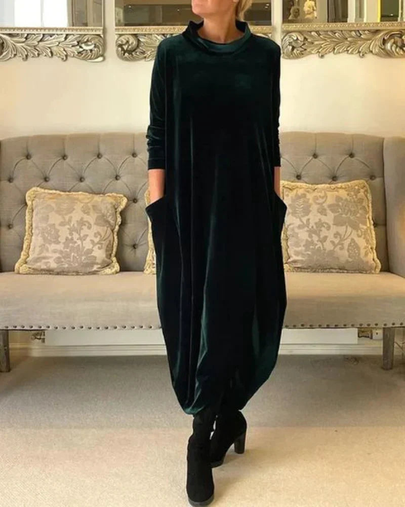 Elspeth | Relaxed Draped Winter Maxi Dress