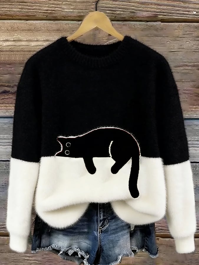 Julia | Women's Sweatshirt with Cat Graphic