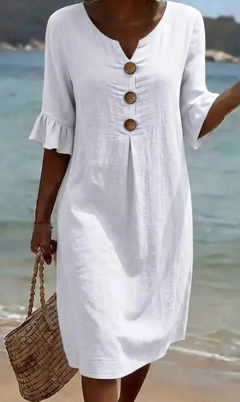 Dahlia | Elegant Mid-Length Dress with Buttons