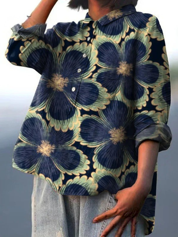 Anna | Women's Vintage Floral Art Print Casual Shirt