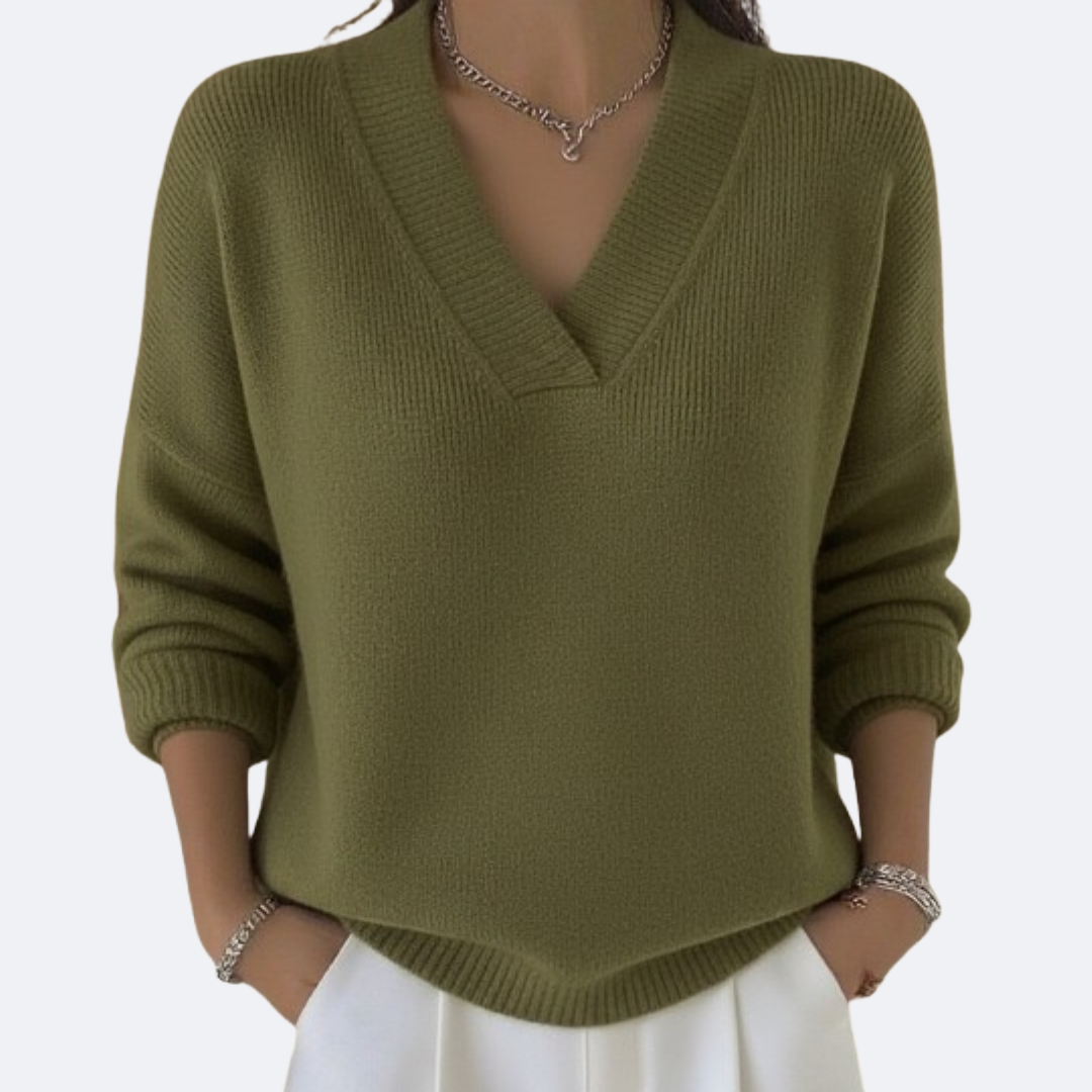 Summer|  Soft Knit Sweater with V-Neck