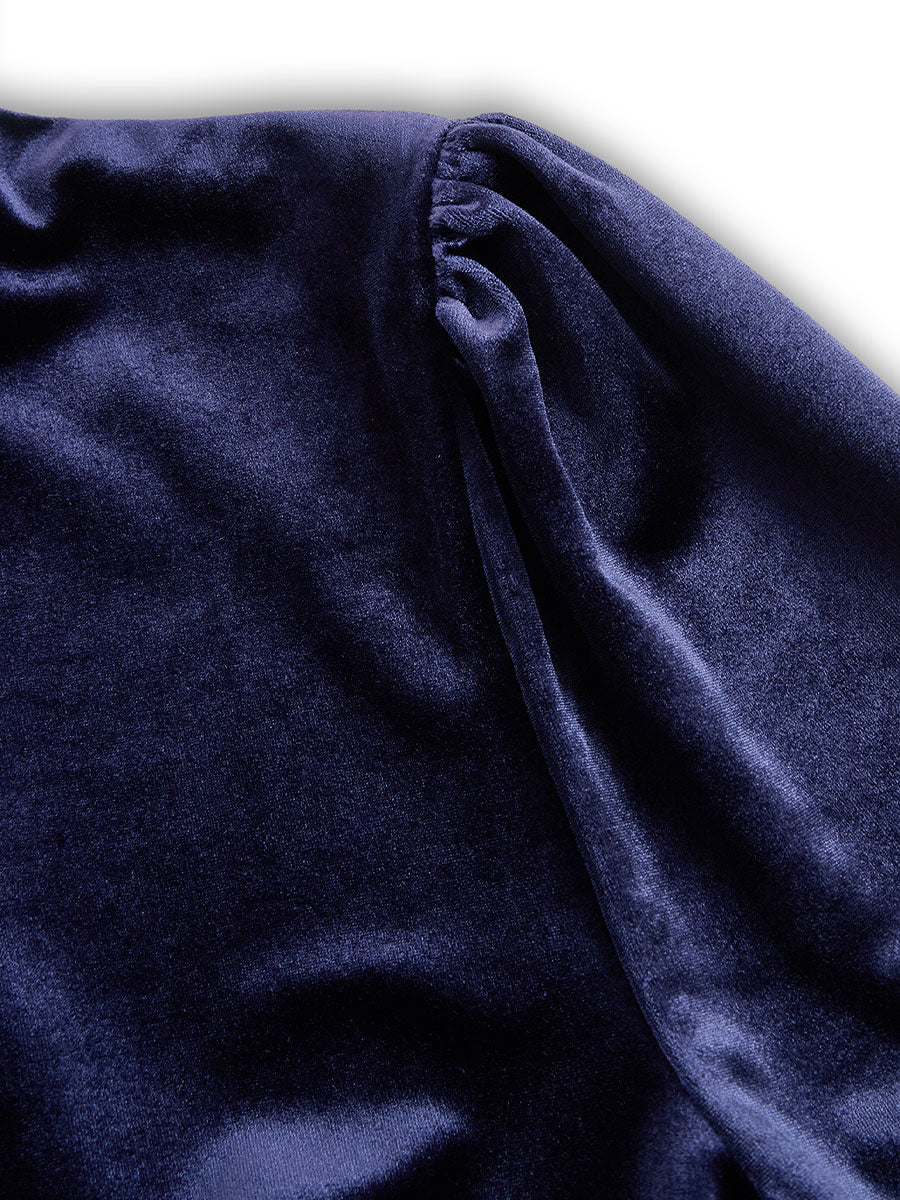 Liora | Navy Long-Sleeve Midi Dress