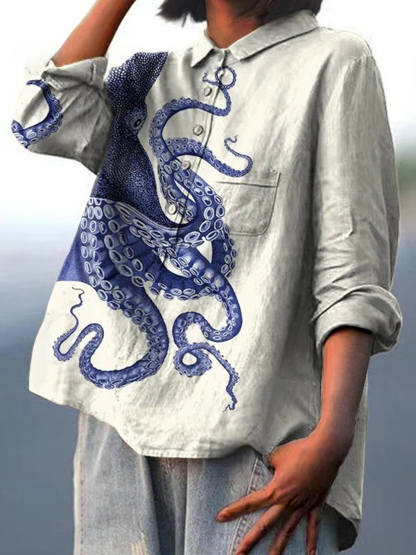 Patricia | Women's Deep Sea Octopus Tentacles Art Print Casual Shirt