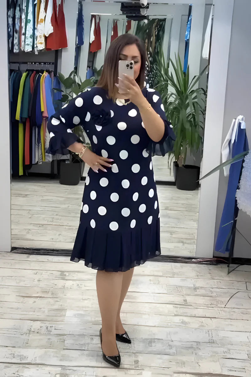 Aubrey | Midi Dress with Flared Sleeves and Polka Dots