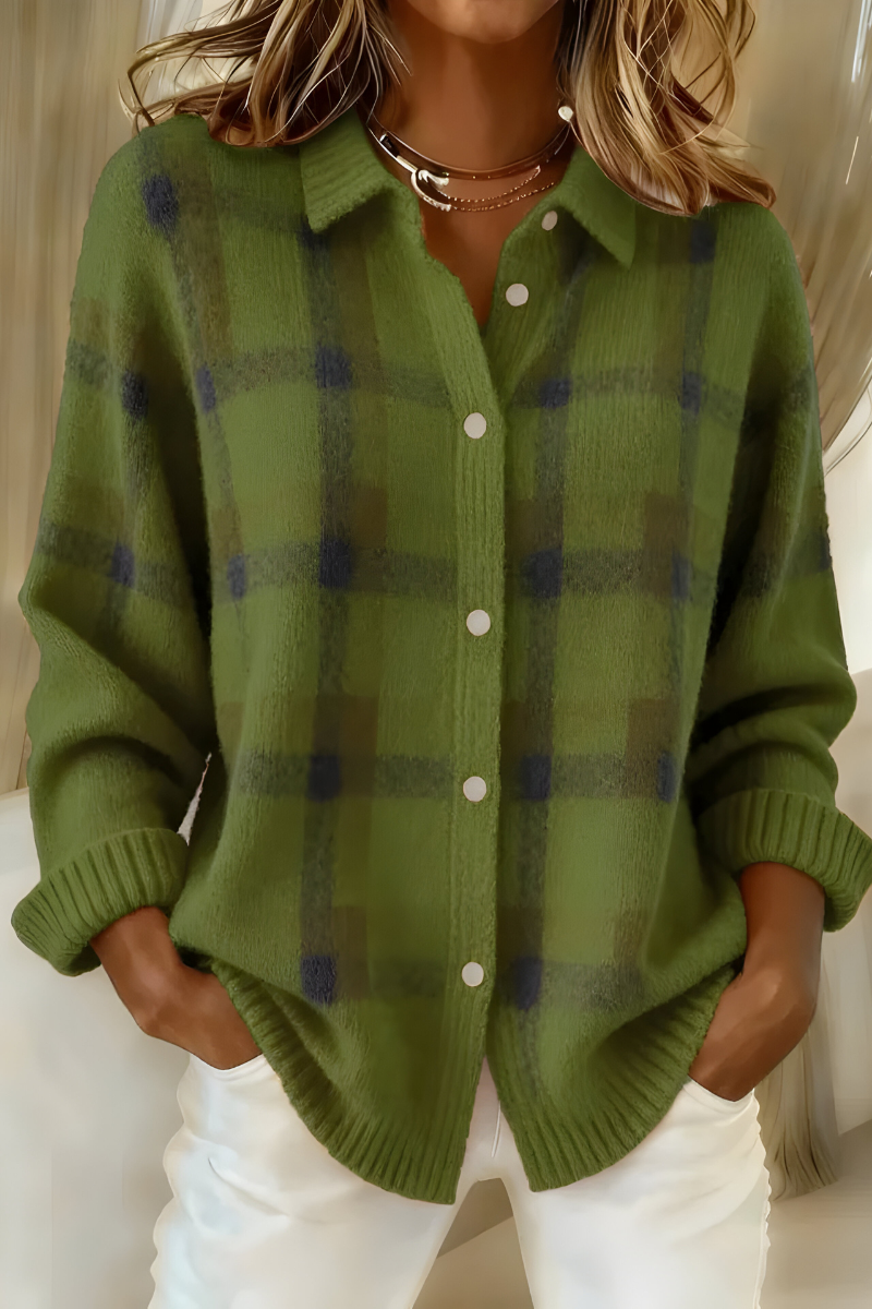 April | Soft Knit Plaid Cardigan