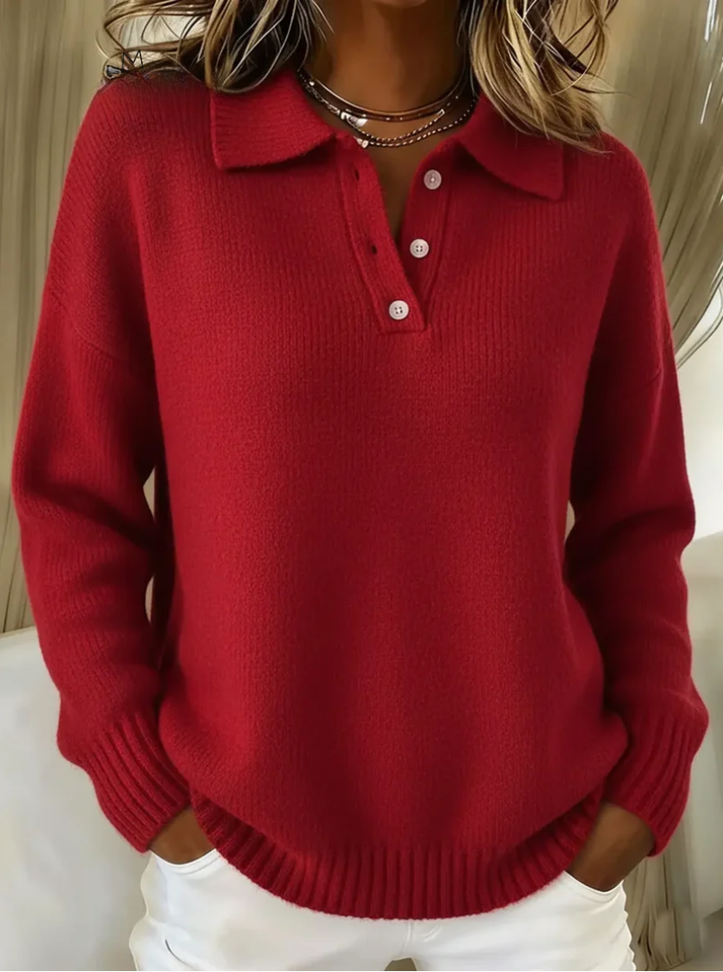 Cynthia | Soft Knit Polo Sweater