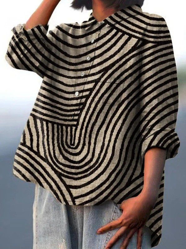 Helen | Women's Circular Line Pattern Print Casual Shirt