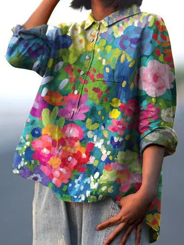 Christine | Women's Vintage Lovely Floral Art Print Casual Shirt