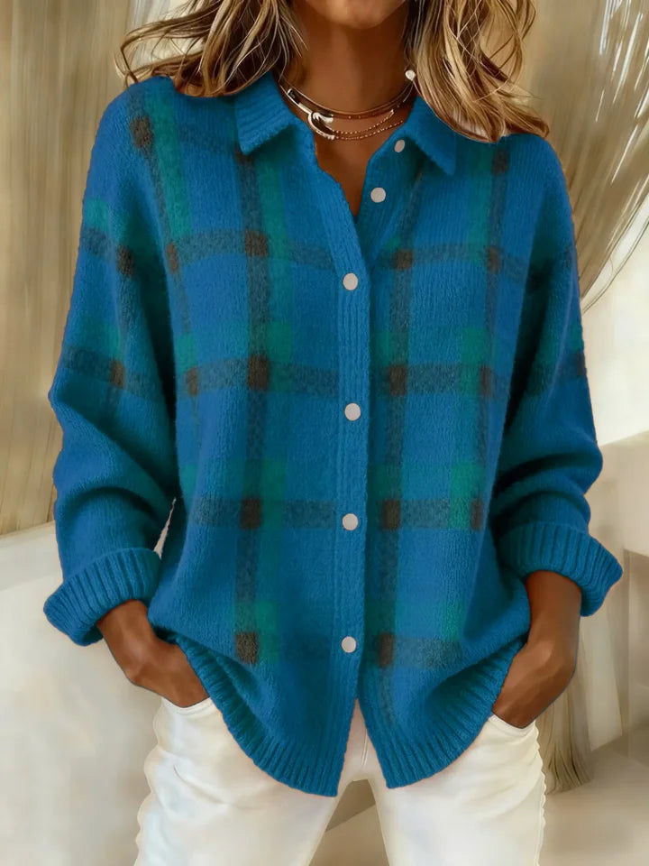 Noelle | Casual Contrast Checkered Retro Sweater