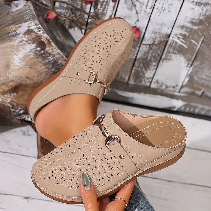 Cynthia | Casual Mules with Floral Pattern and No Laces