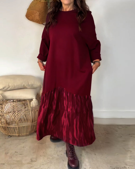 Reese | Round Neck Dress with Irregular Patchwork Pattern