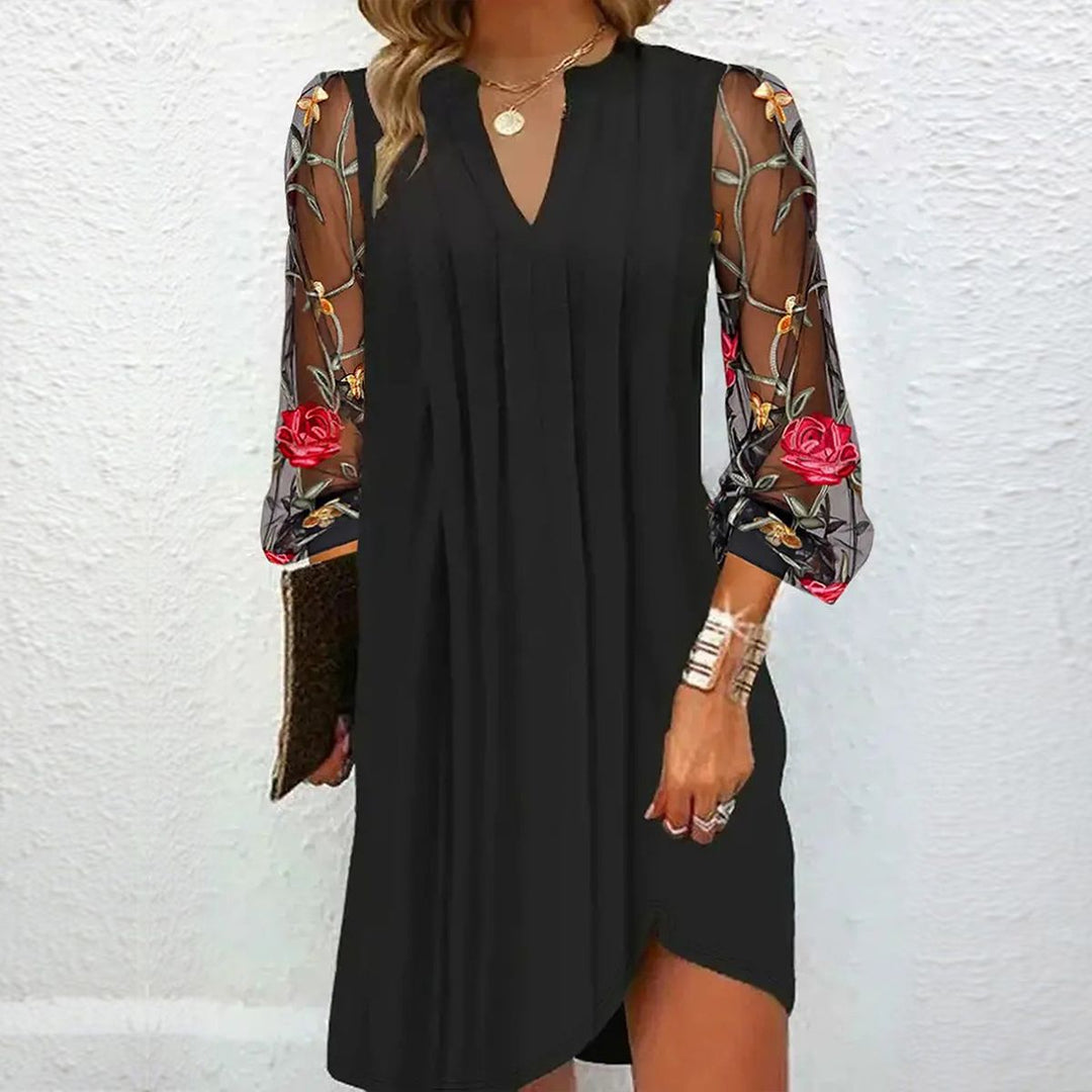 Margaret | Elegant Mini Dress With Sheer Sleeves