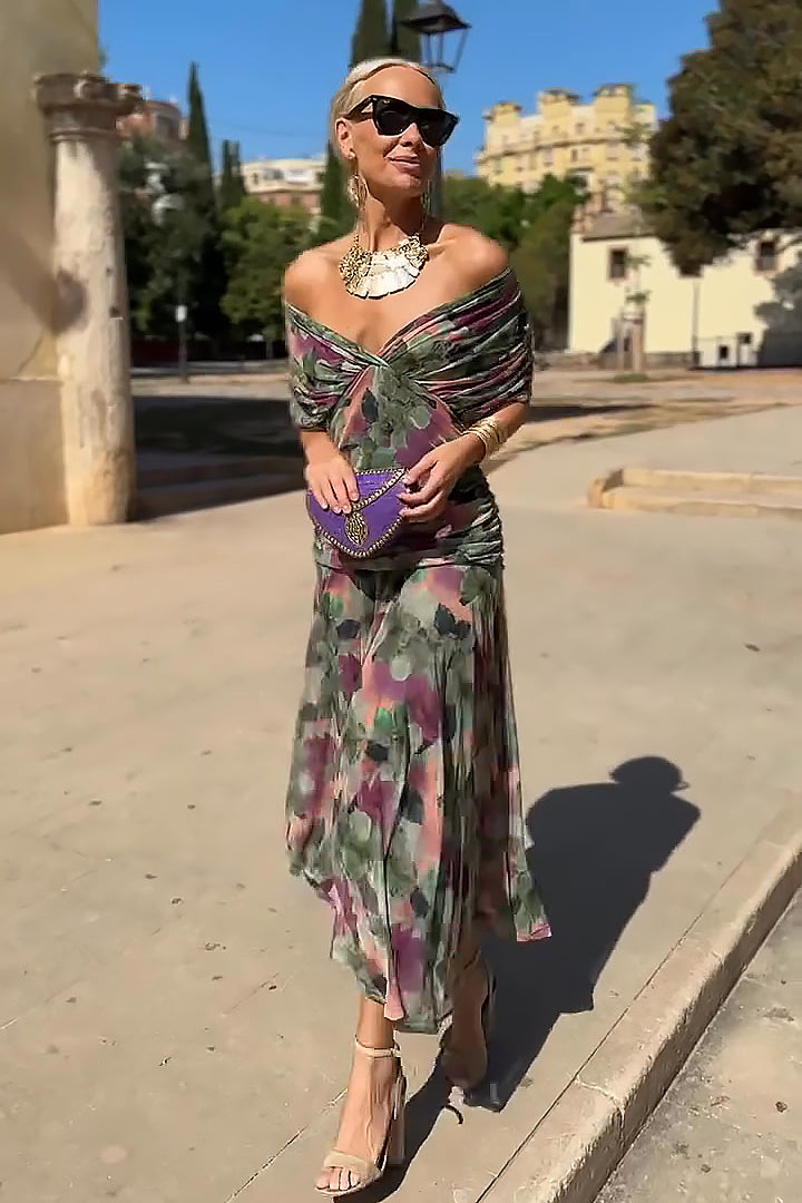 Laura | Elegant Floral V-Neck Maxi Dress