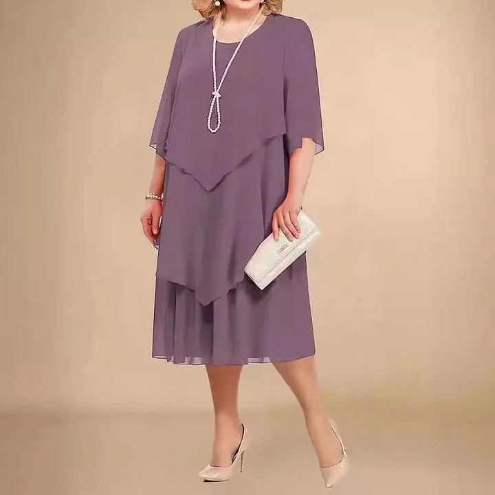 Brinley | Elegant Dress in Fabric with Irregular Layers