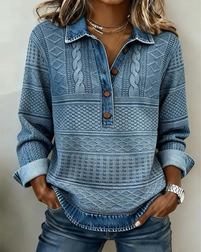 Goldie | Stylish Sweatshirt with Fold and Half Button