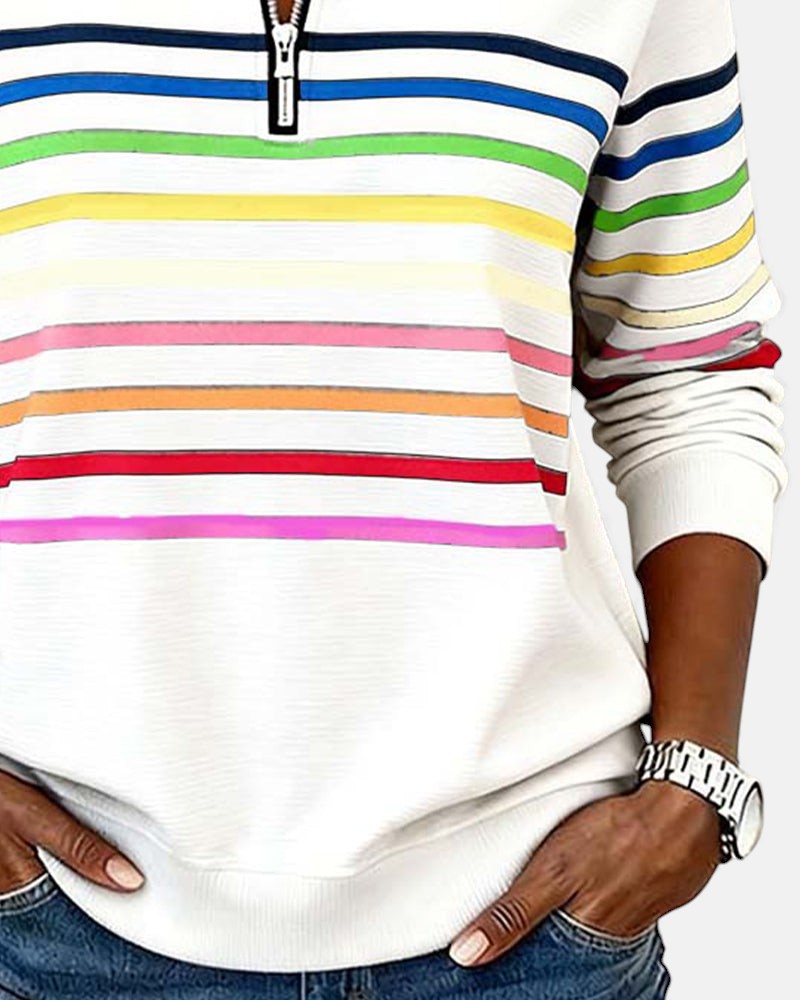 Alicia | STRIPED ZIP HOODIE
